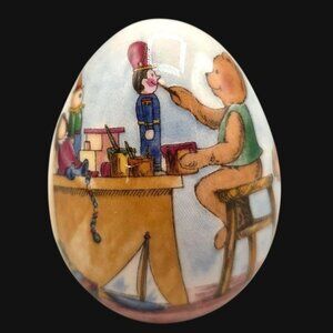 Vintage Ceramic Easter Egg Bears Toy Workshop 2.5 Inch